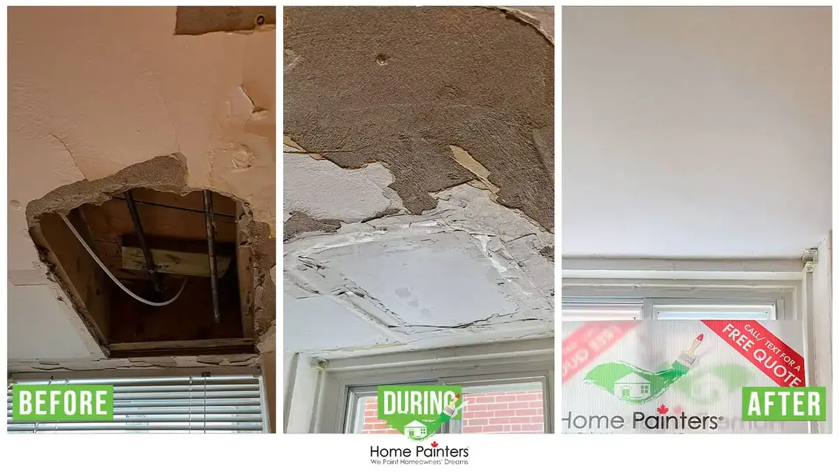 drywall carpentry ceiling repair before and after