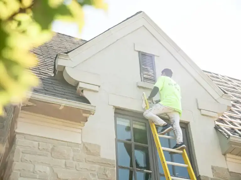 Painter painting exterior using a ladder