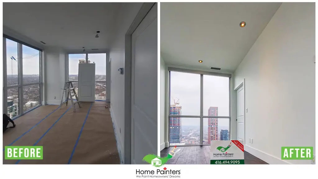 Before and after interior condo painting