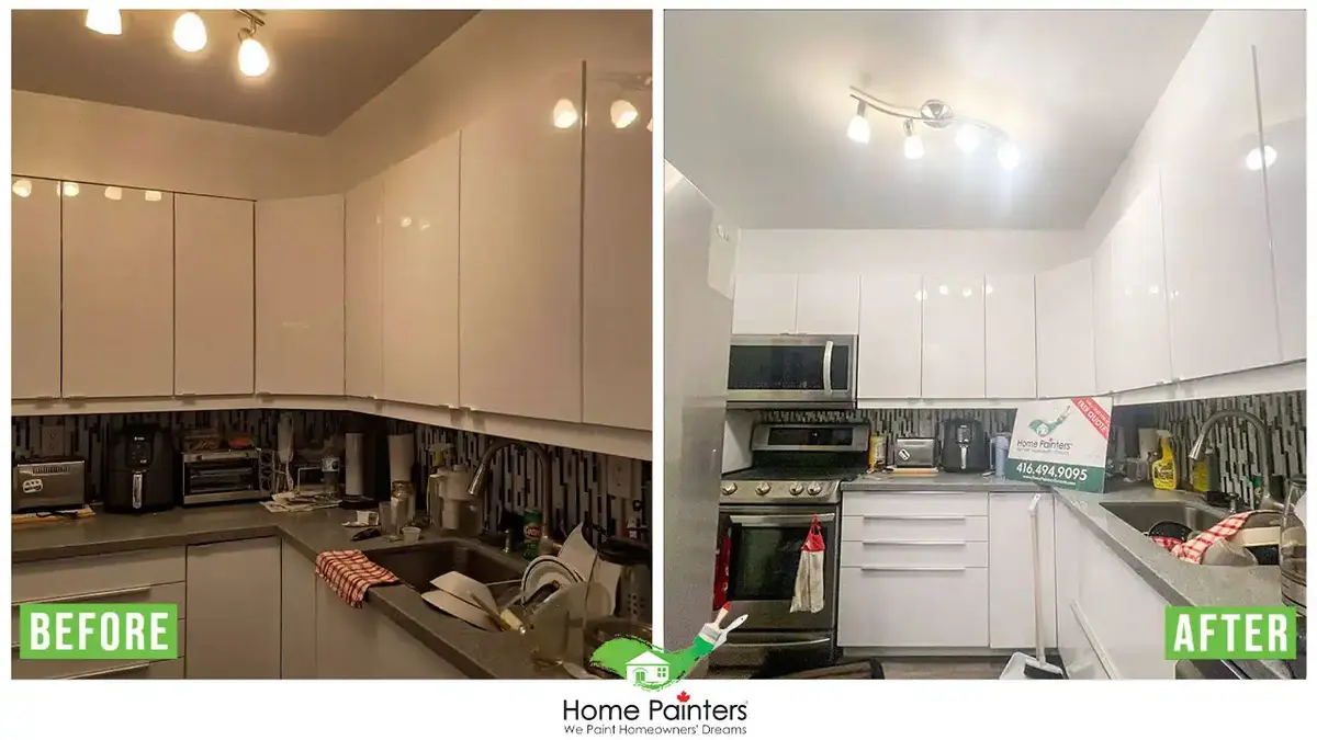 before and after photo interior wall painting condo