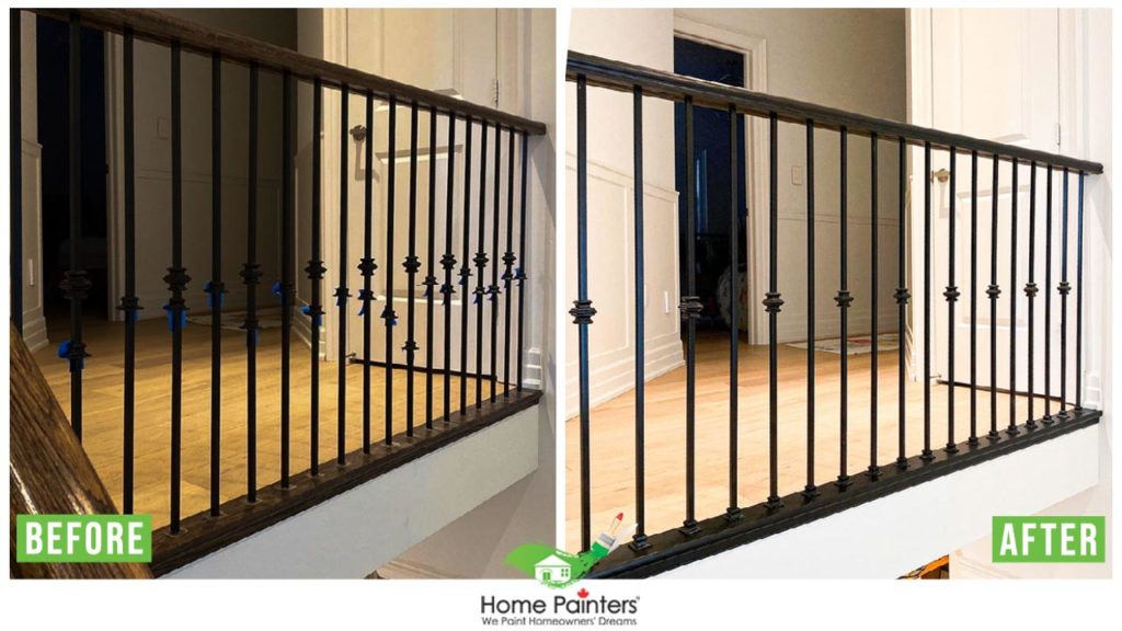 Interior Painting Before and After - Stair Railings