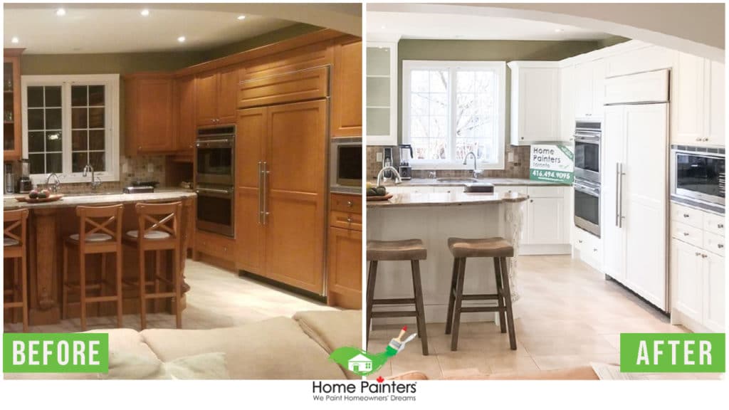 Kitchen Cabinet Interior Painting Before and After