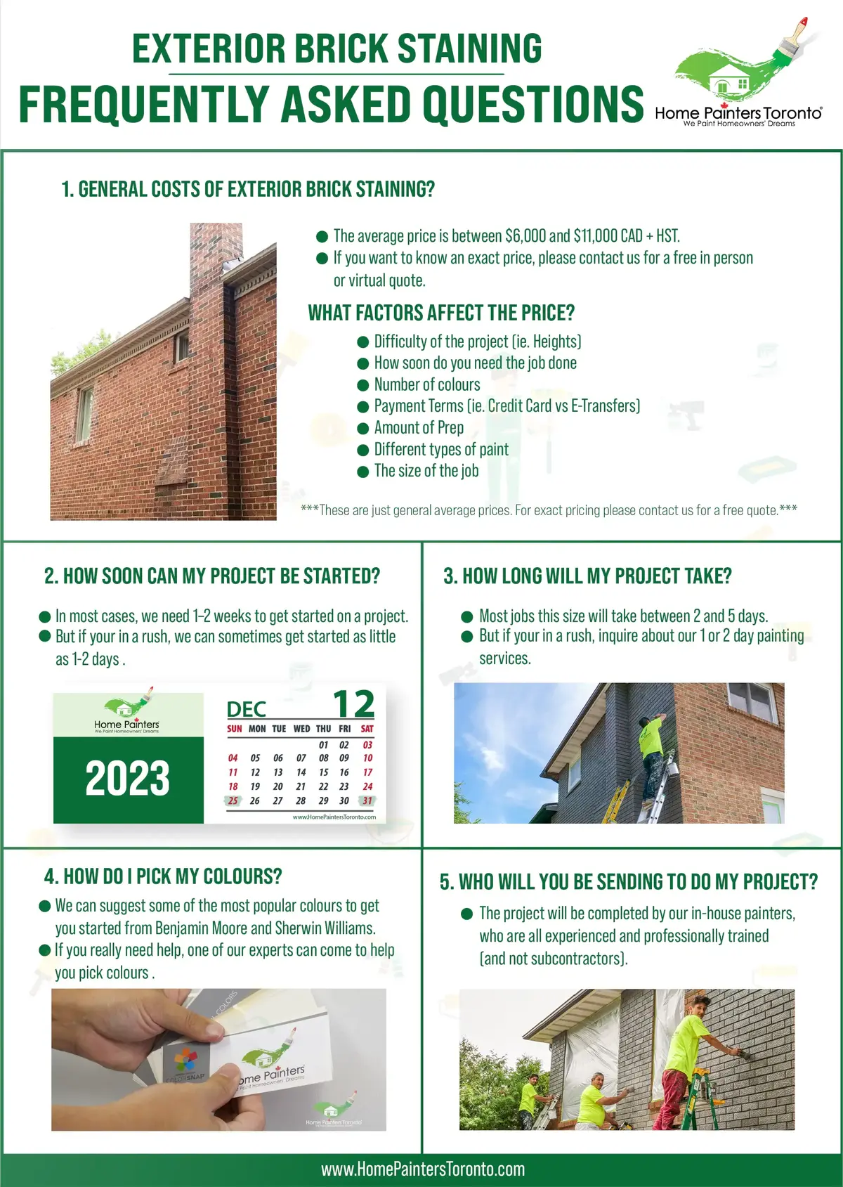 Infographic of frequently asked questions about exterior brick staining