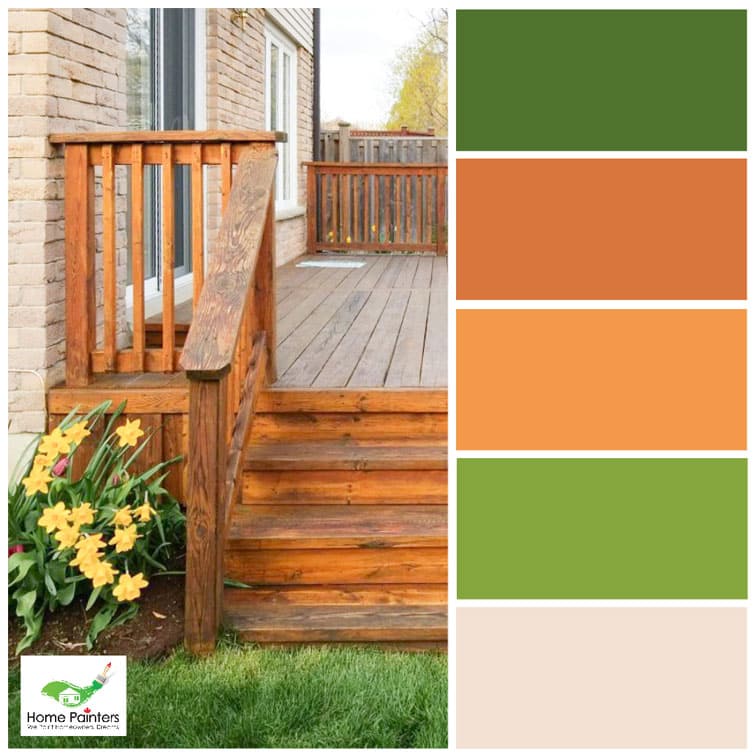 Back Deck Staining Green and Orange Colour Palette