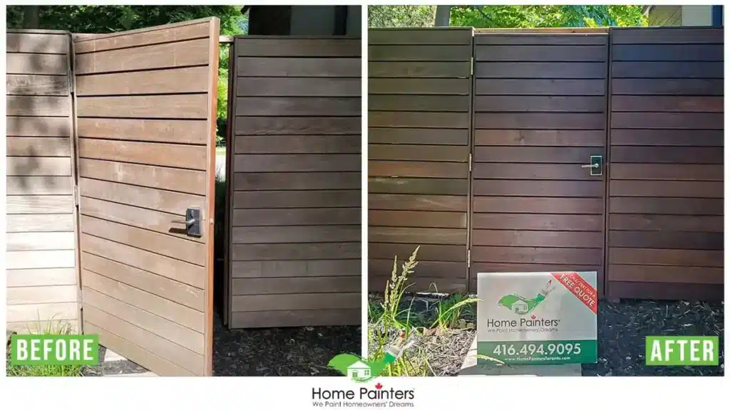 Deck fence staining stained wood By Home Painters Toronto
