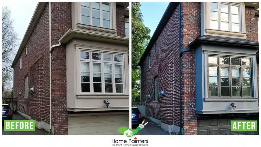 Before and After Exterior Window And Door Frame Garage Door Painting By Home Painters Toronto