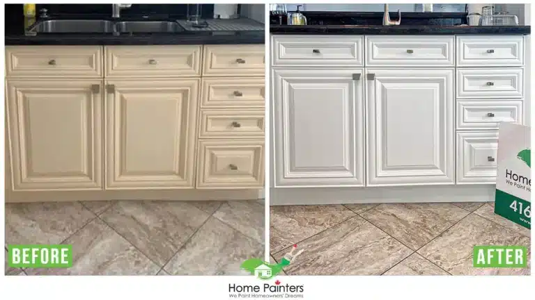 Interior Kitchen Cabinet Spraying Before and After