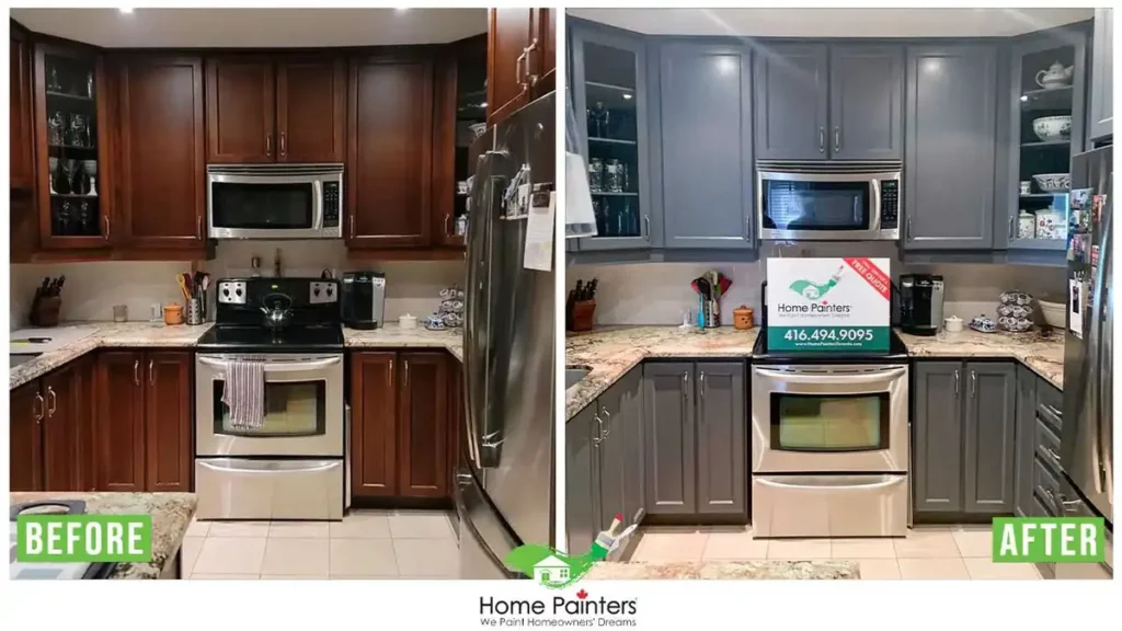 Kitchen Cabinet Painting Before and After