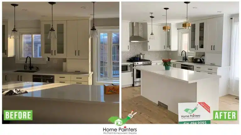 Interior Kitchen Cabinet Spraying Before and After