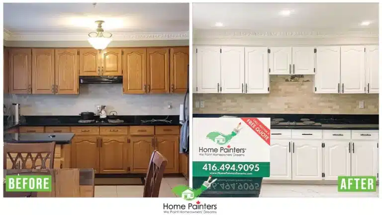 Interior Kitchen Cabinet Spraying Before and After