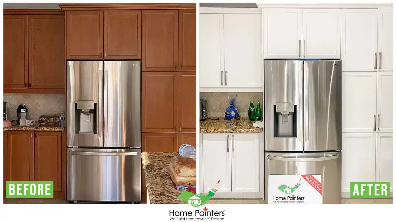 Interior Kitchen Cabinet Spraying Before and After