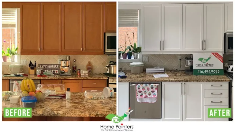 Interior Kitchen Cabinet Spraying Before and After