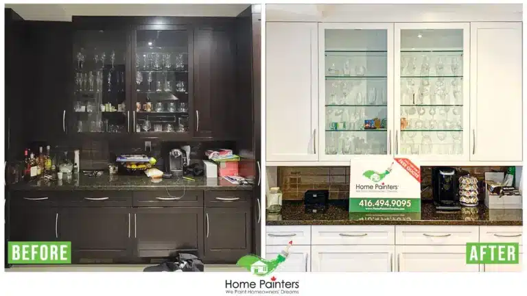 Interior Kitchen Cabinet Spraying Before and After