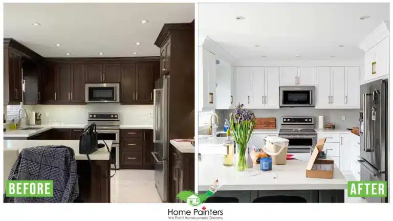 Interior Kitchen Cabinet Spraying Before and After