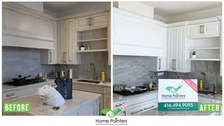 Interior Kitchen Cabinet Spraying Before and After