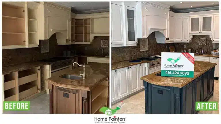 Interior Kitchen Cabinet Spraying Before and After