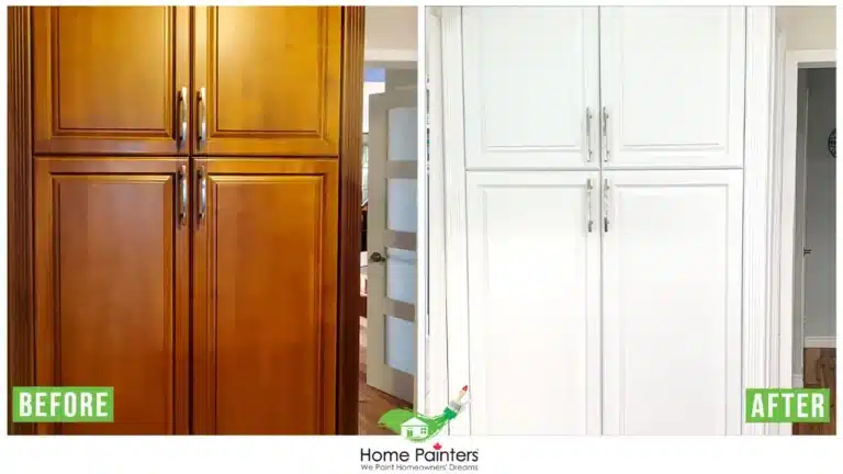 Interior Kitchen Cabinet Spraying Before and After