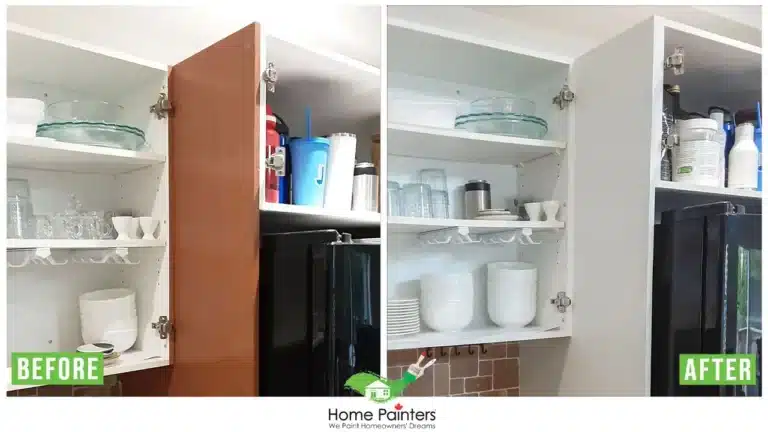 Interior Kitchen Cabinet Refurnishing and Spraying Before and After