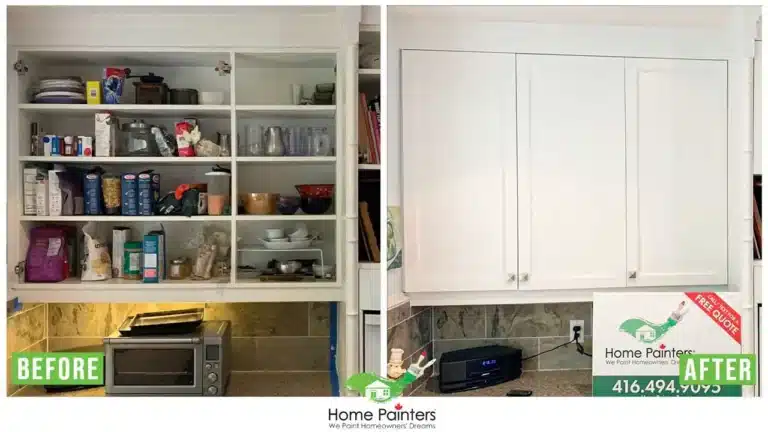 Interior Kitchen Cabinet Refurnishing and Spraying Before and After