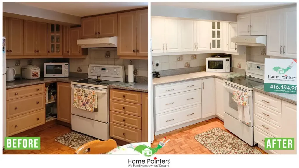 Kitchen Cabinet Spraying Before And After