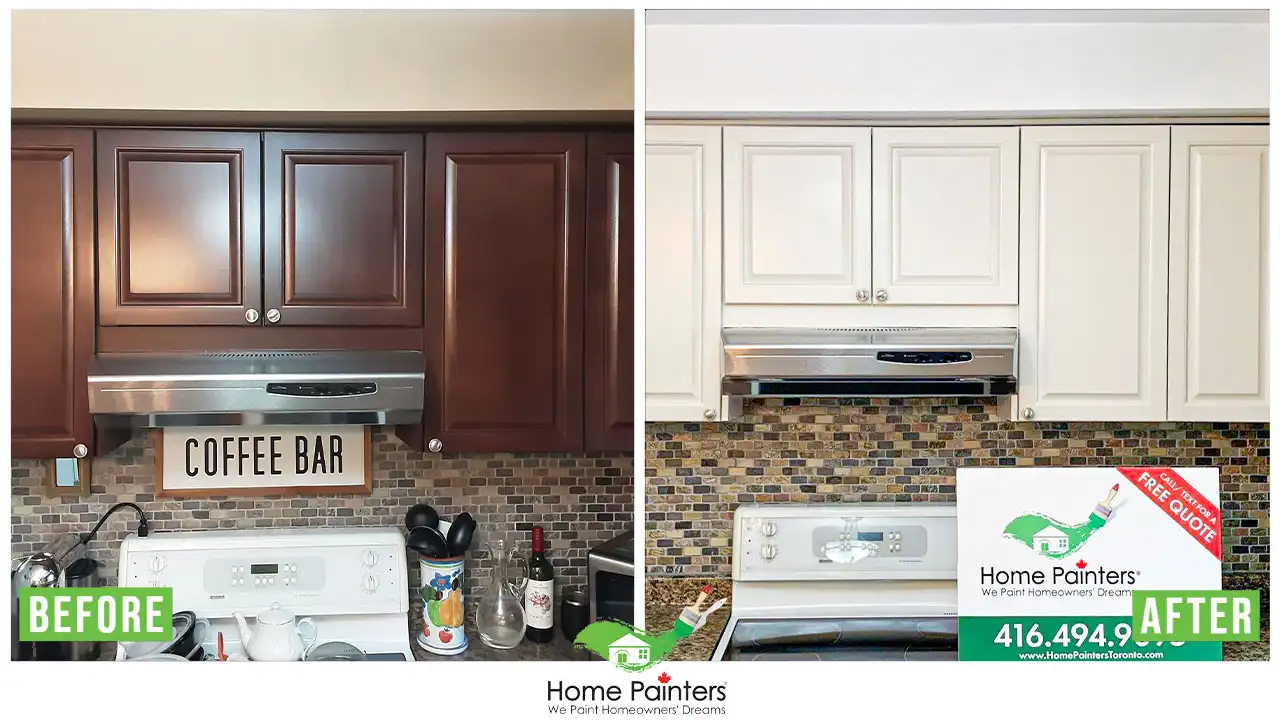 Kitchen Cabinet Spraying Before and After
