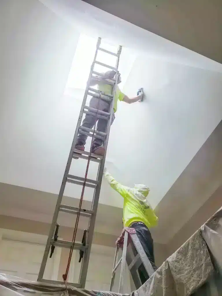 Painter Painting Walls Using Ladder