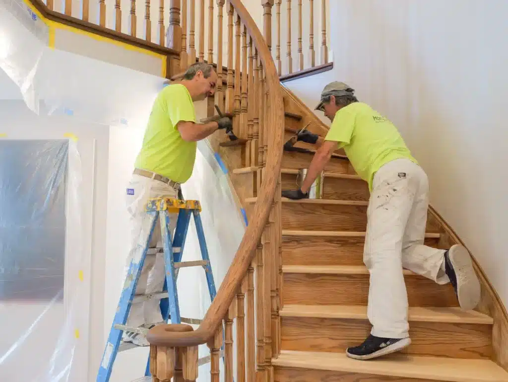 Painters Staining Staircase