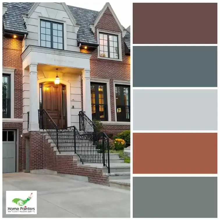 Red Brick Stone House Oak Door Exterior Brick Painting and Staining Colour Palette