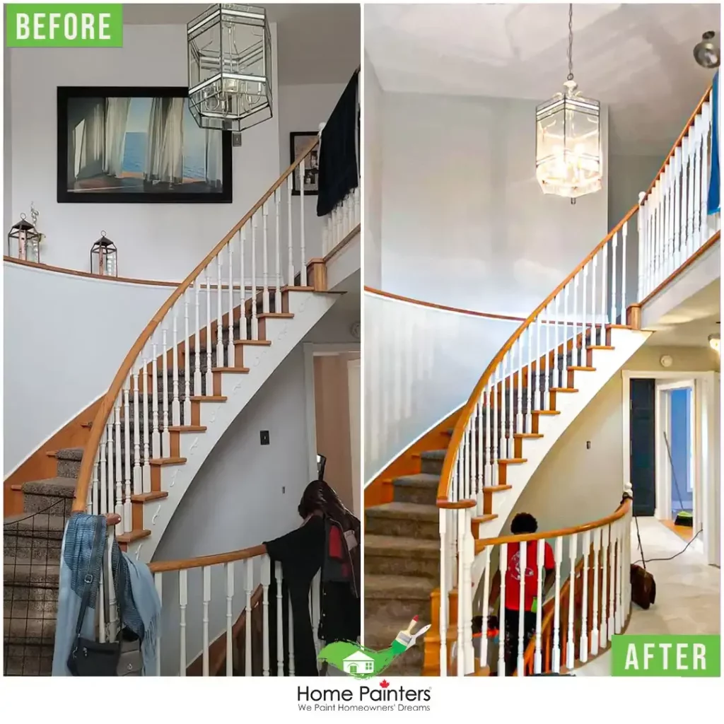 Wood Stair Painting Before and After