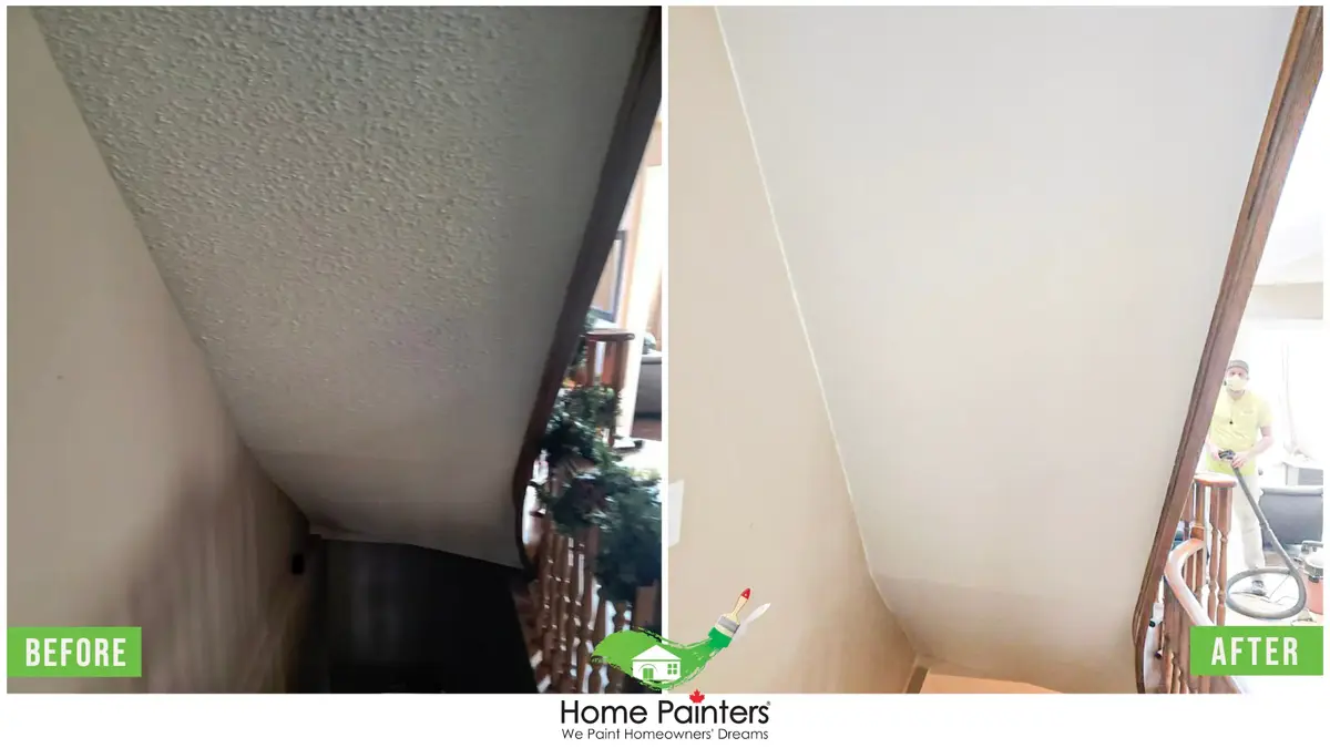 popcorn ceiling removal underneath stairs