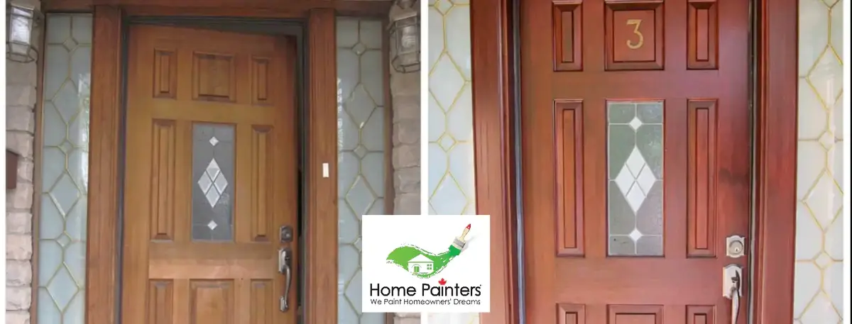 front door staining before and after result