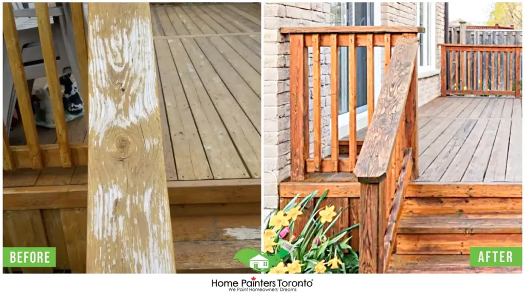 transformation before and after deck staining by home painters toronto