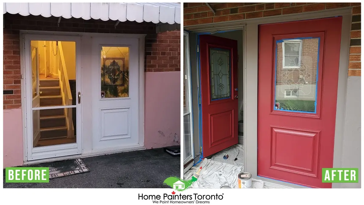 exterior front door refurbishing before and after