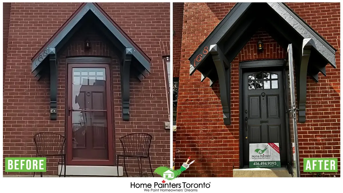 before and after result of exterior brick staining