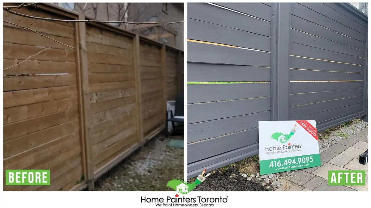 before and after result exterior wood fence