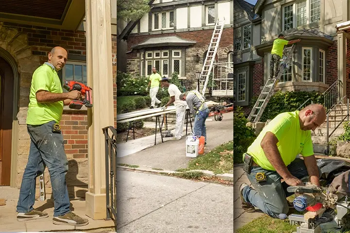Collage Image Exterior Railing, Post and Pickets Wood Replacement and Repairs