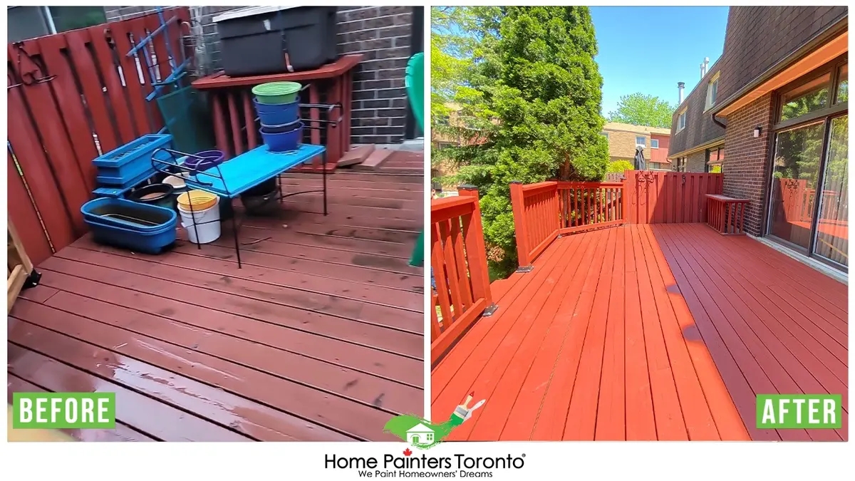 exterior wood deck staining before and after