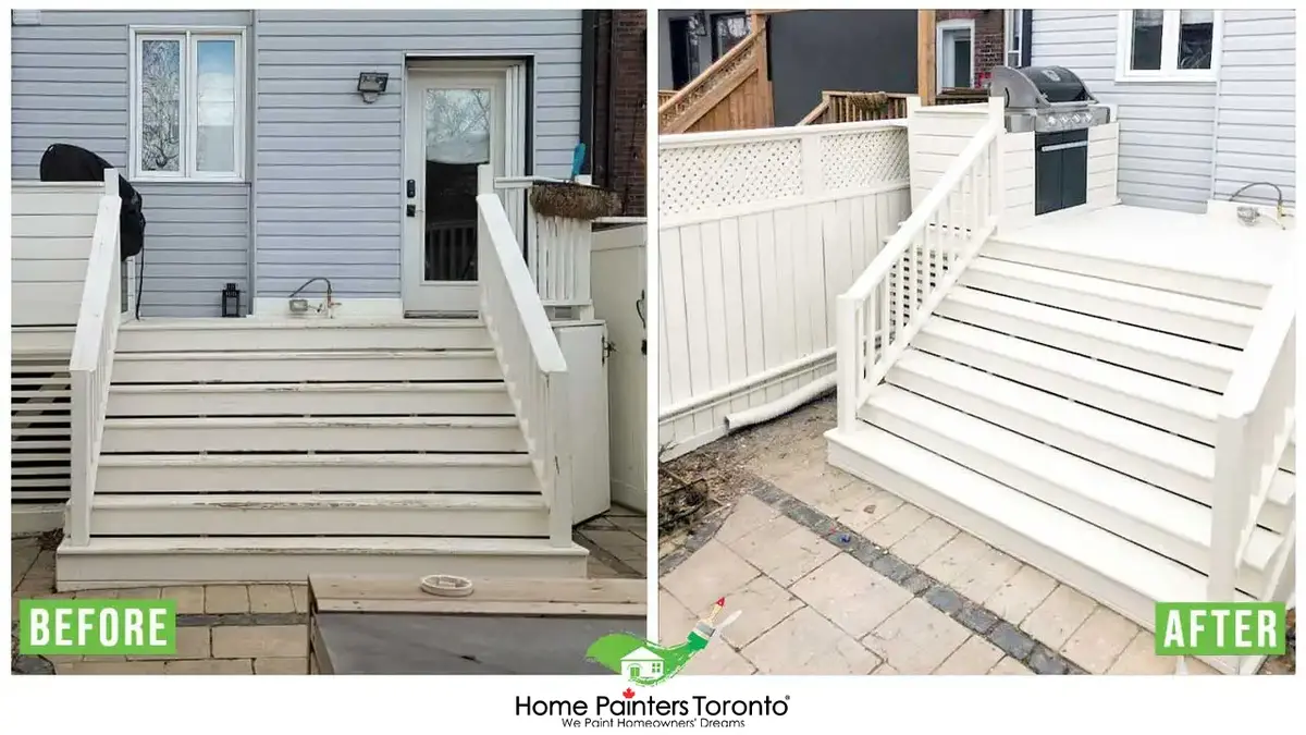 before and after wood deck replacement and repairs