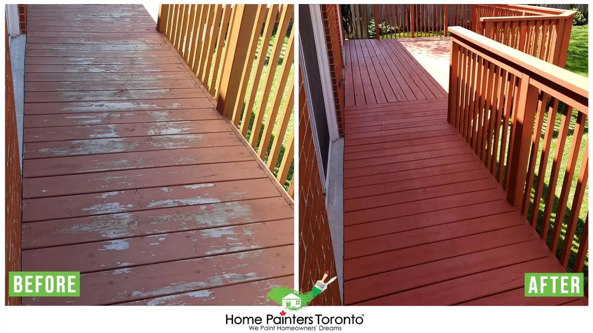 before and after wood deck stain