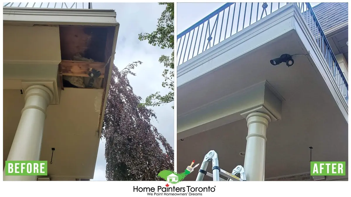 wood soffit and fascia board before and after result
