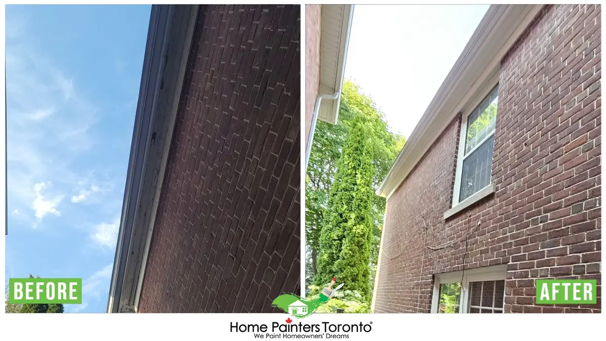 wood soffit and fascia board before and after result