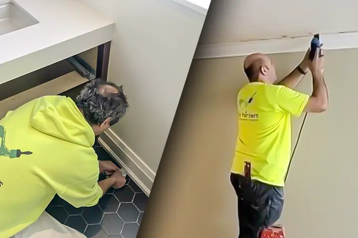 carpenter repairing trim