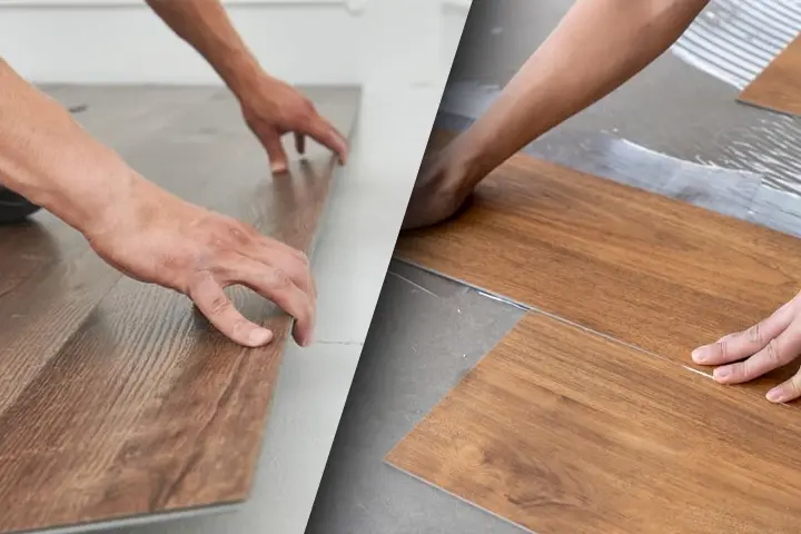 carpenter installs vinyl floor