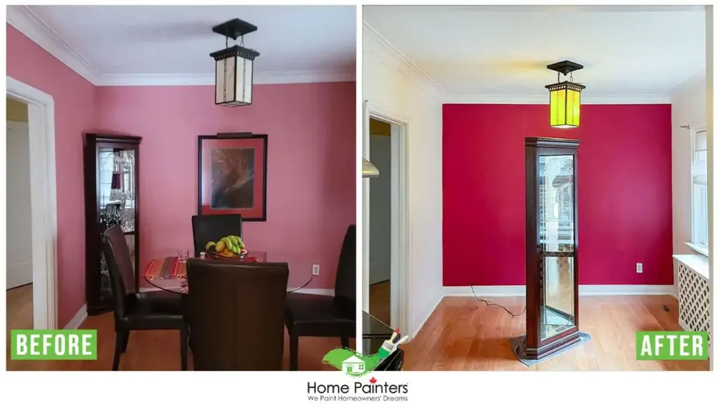 Before and after of interior wall painting