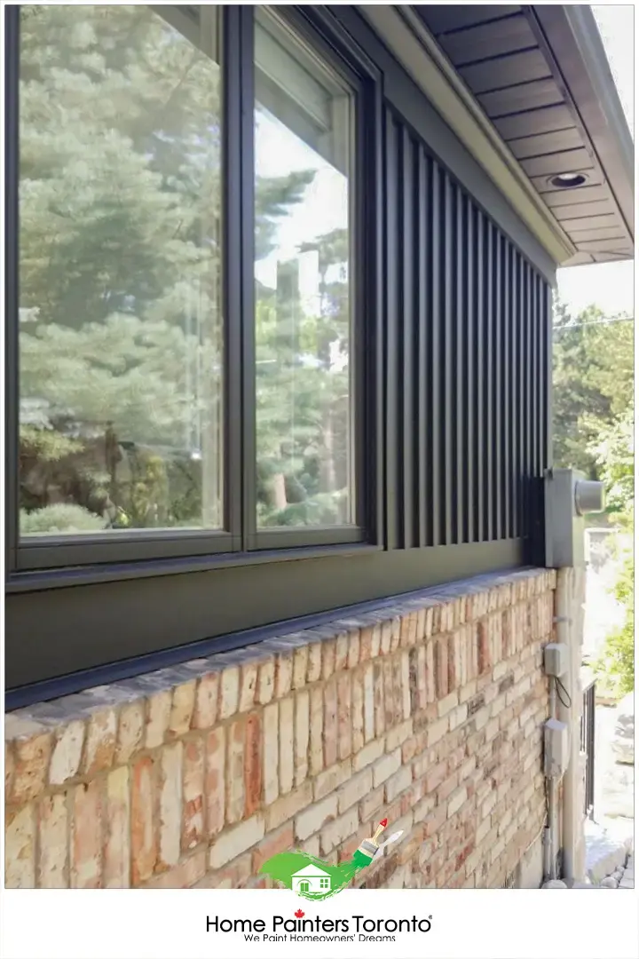 Exterior Painting Aluminum Siding Painting Charcoal Grey Side View of House With Aluminum Siding DP 1