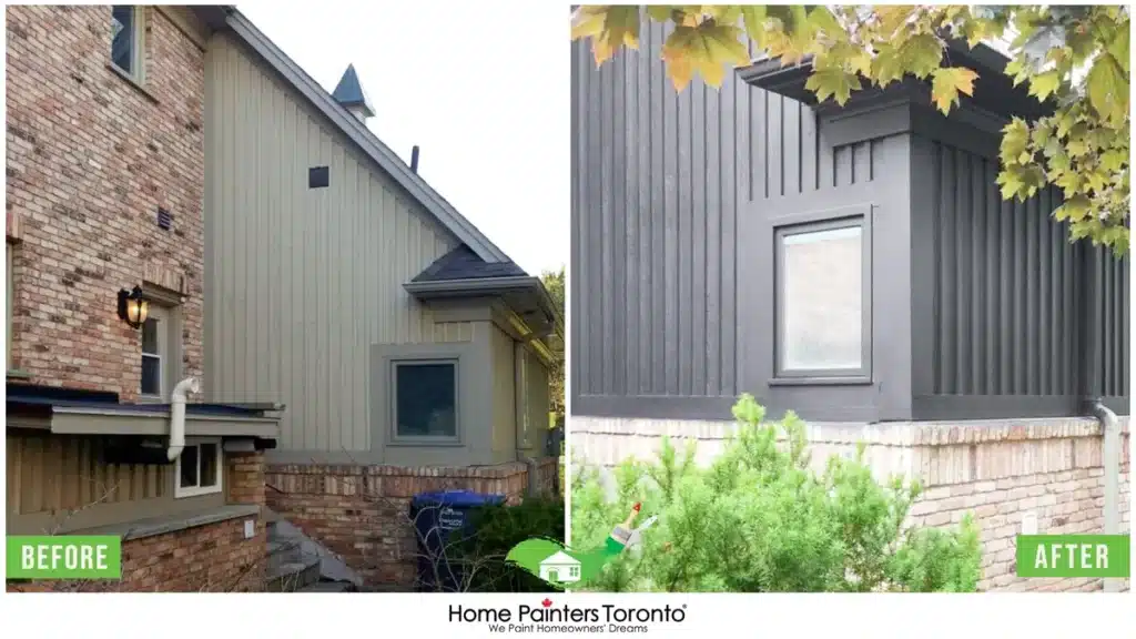 Exterior Painting Aluminum Siding Painting Charcoal Grey Before and After Aluminum and Window Trim Painting