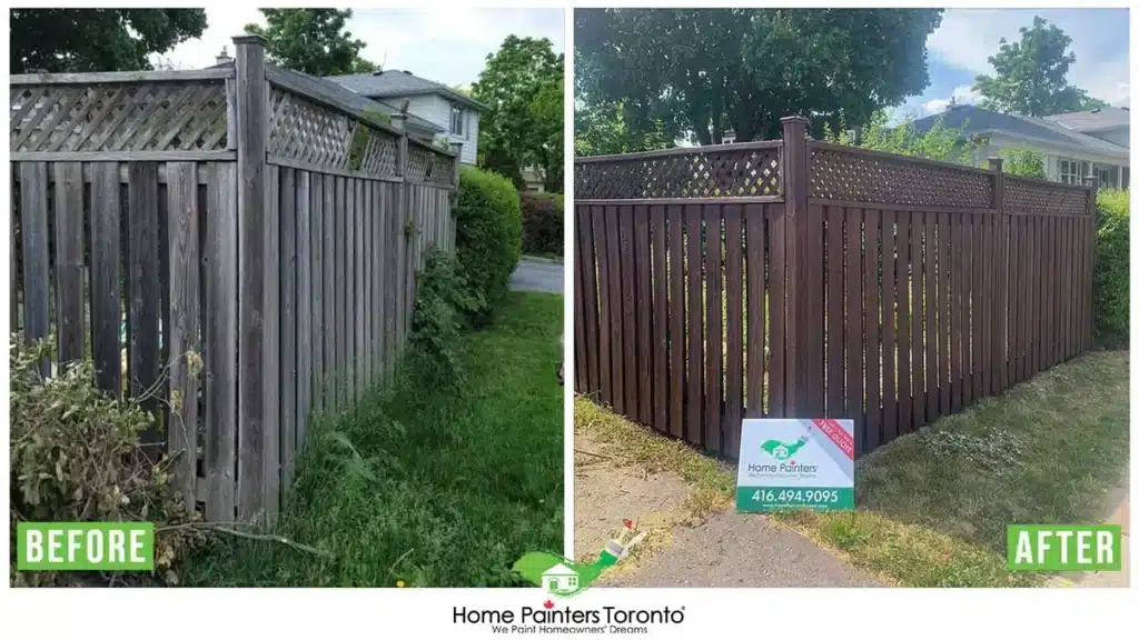 Fence Staining Before and After