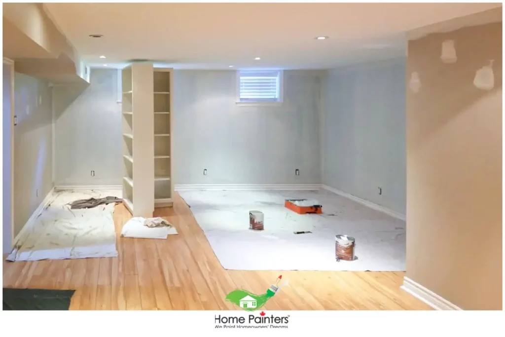 Interior Painting Basement White Unfinished Basement Drywall and Hardwood Floor