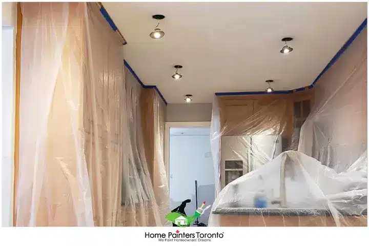 Interior Popcorn Ceiling Removal Protecting Kitchen During