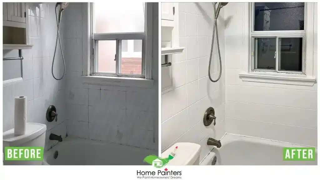 Bathroom Before and Ater Paint Repair